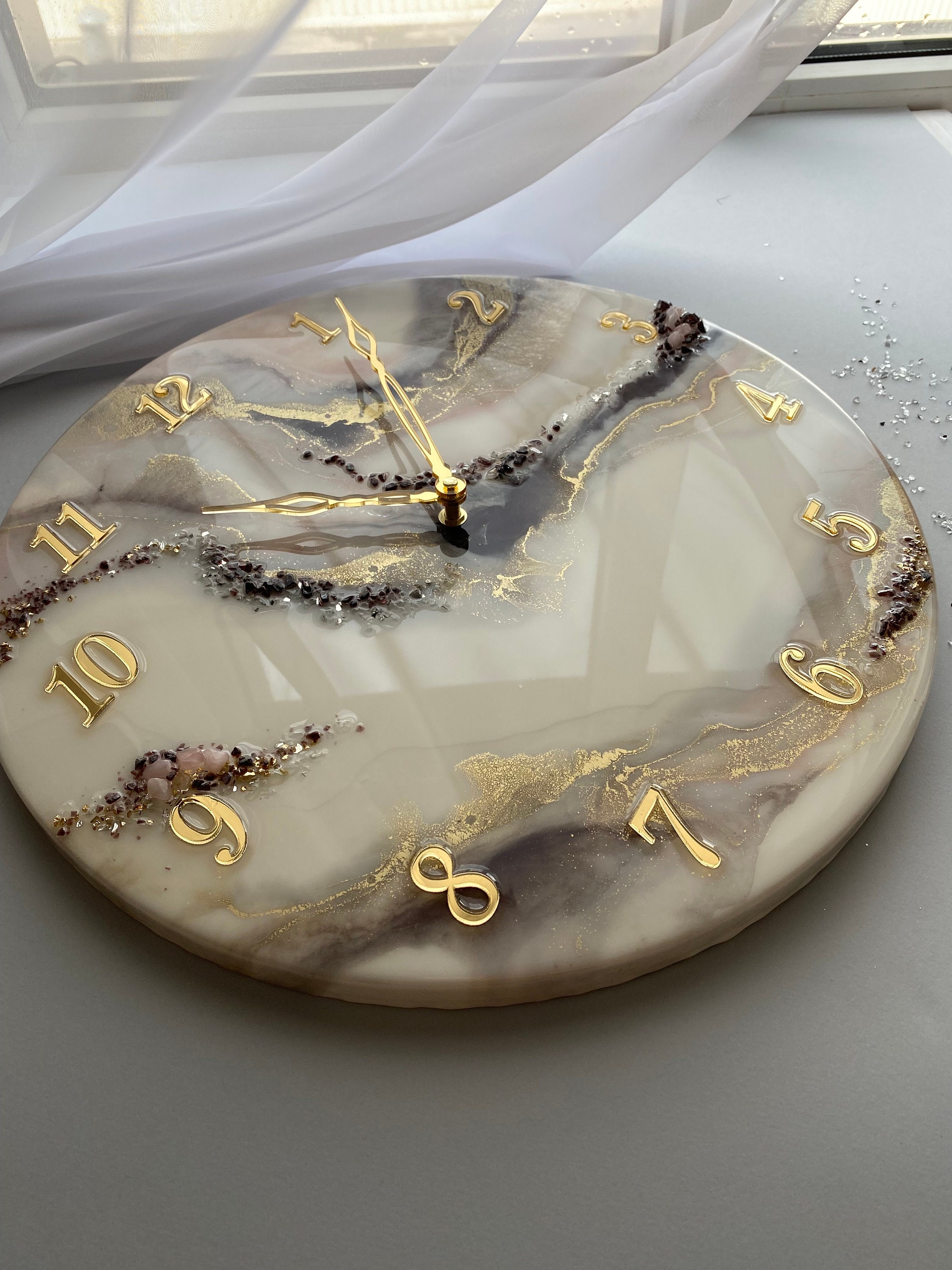 Resin art clock home decor modern wall art handmade clock Etsy