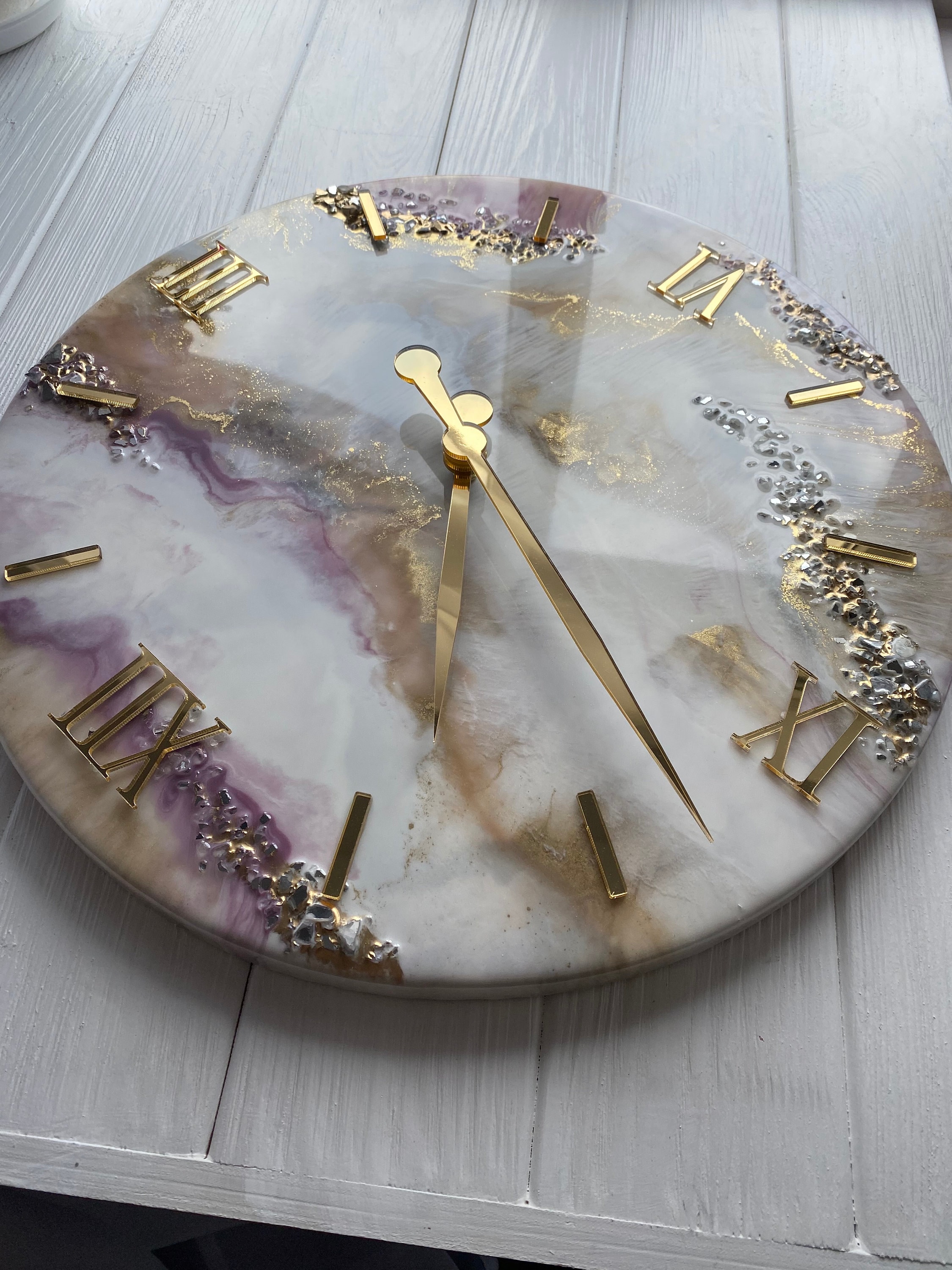 Resin Art Clock Home Decor Modern Wall Art Handmade Clock Etsy