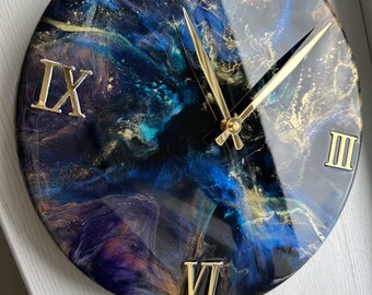 Resin art wall clock, Minimalist space clock, Sky clock, Anniversary gift for parents, Housewarming gift first home