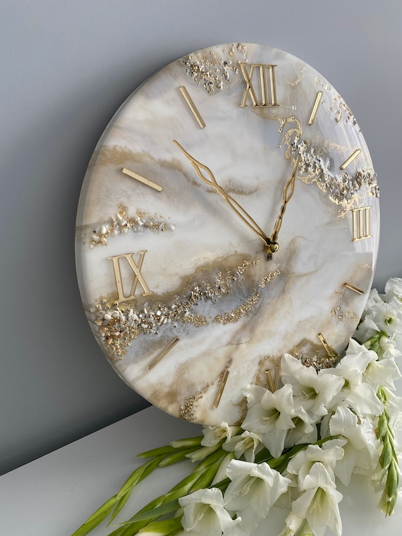 Resin Art Clock Home Decor Modern Wall Art Handmade Clock With Etsy