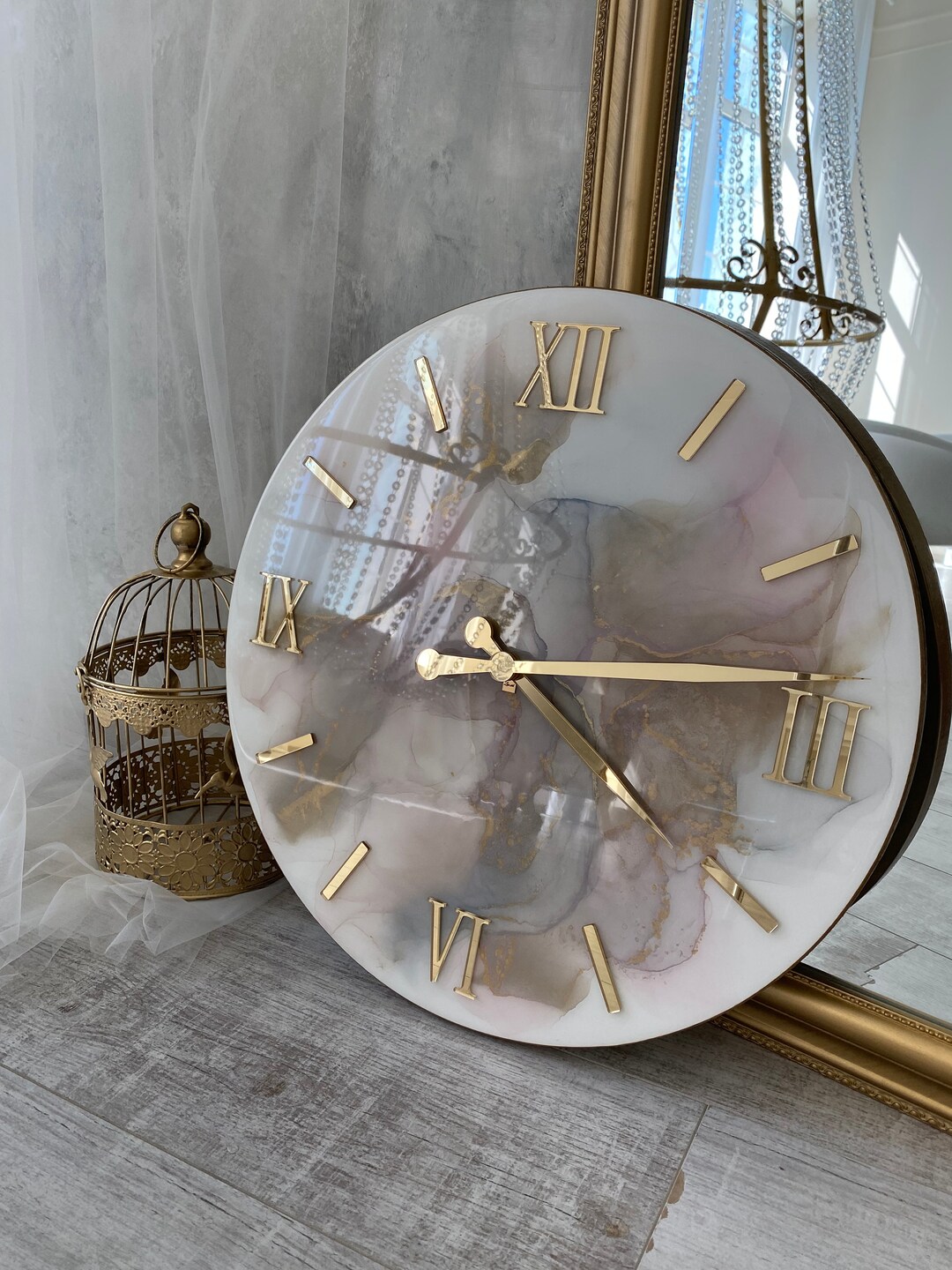 Resin Art Clock Home Decor Modern Wall Art Handmade Dusty - Etsy