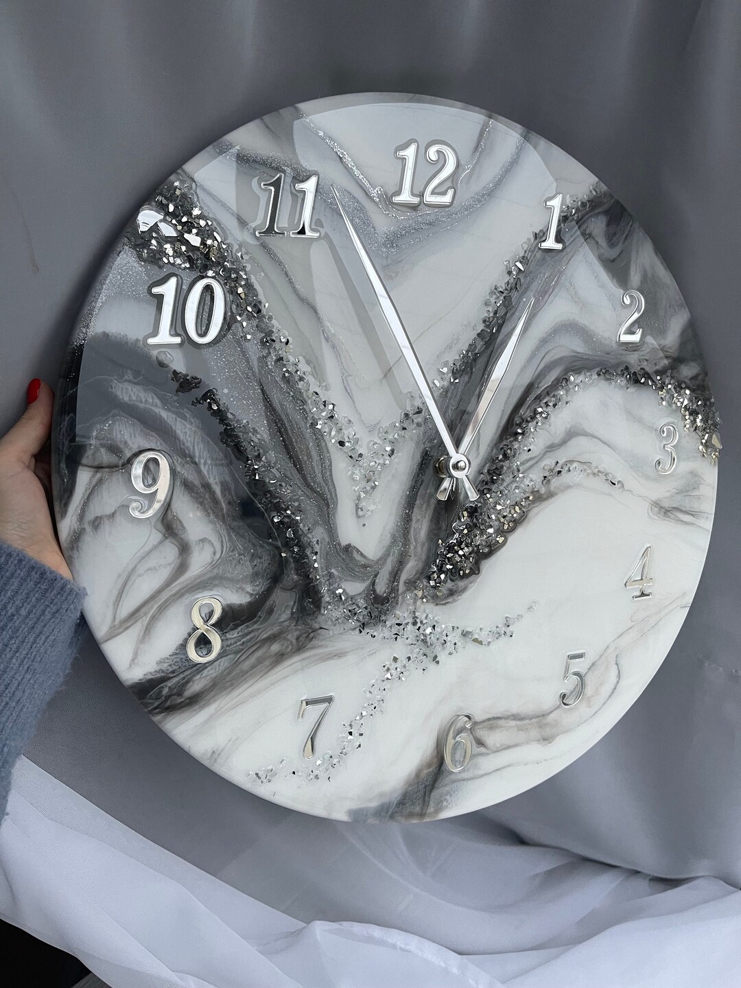 Resin Art Wall Clock Unique Home Decor Wedding Gift Hausewarming Gift ...