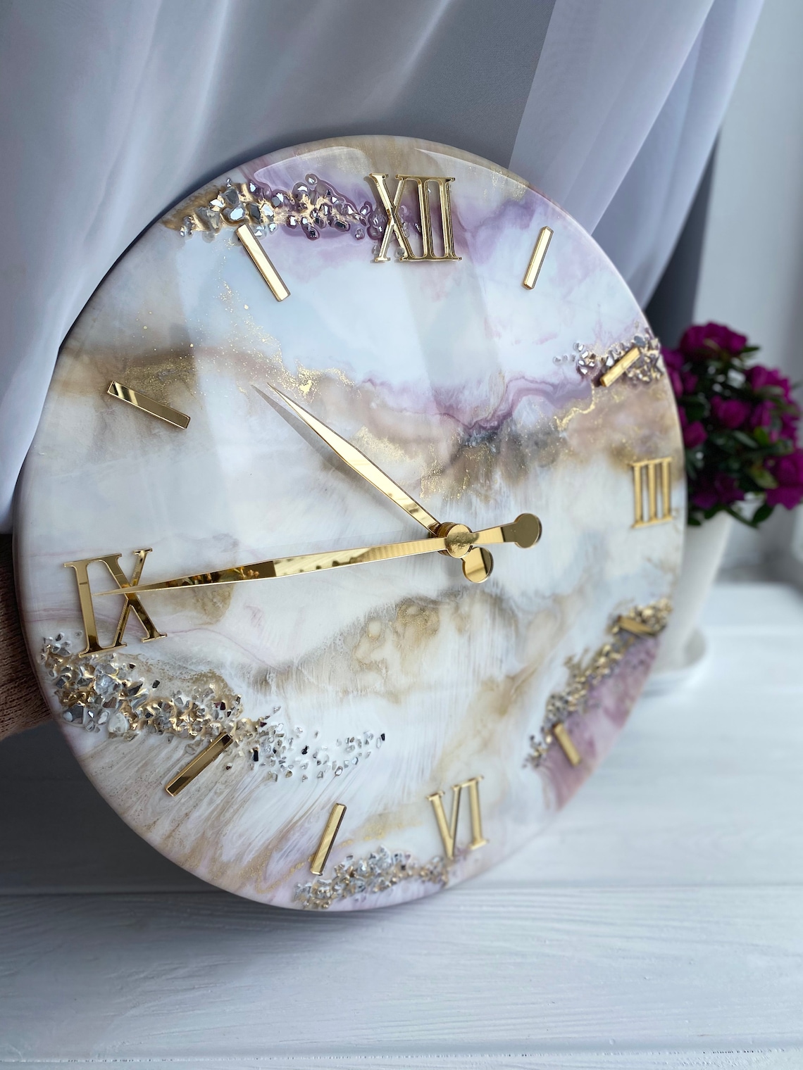 Resin Art Clock Home Decor Modern Wall Art Handmade Clock Etsy