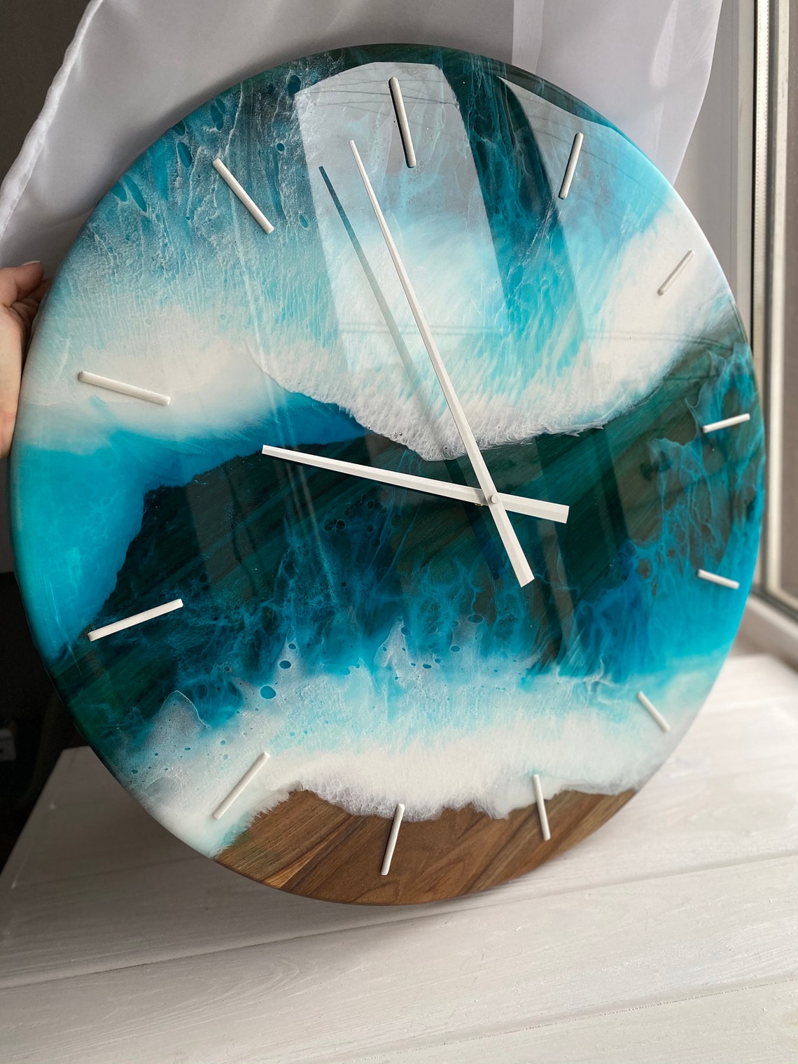 Resin Art Ocean Clock Modern Wall Art Home Decor Sea Clock Etsy
