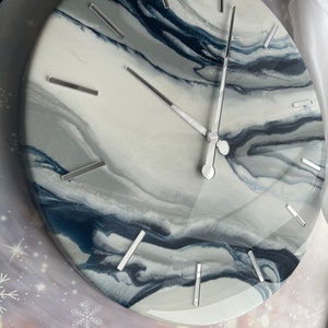 Unique home decor, Birthday gift for men, Minimalist resin art wall clock, Office wall decor, Large wall clock image 5