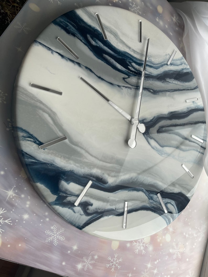 Unique home decor, Birthday gift for men, Minimalist resin art wall clock, Office wall decor, Large wall clock image 5