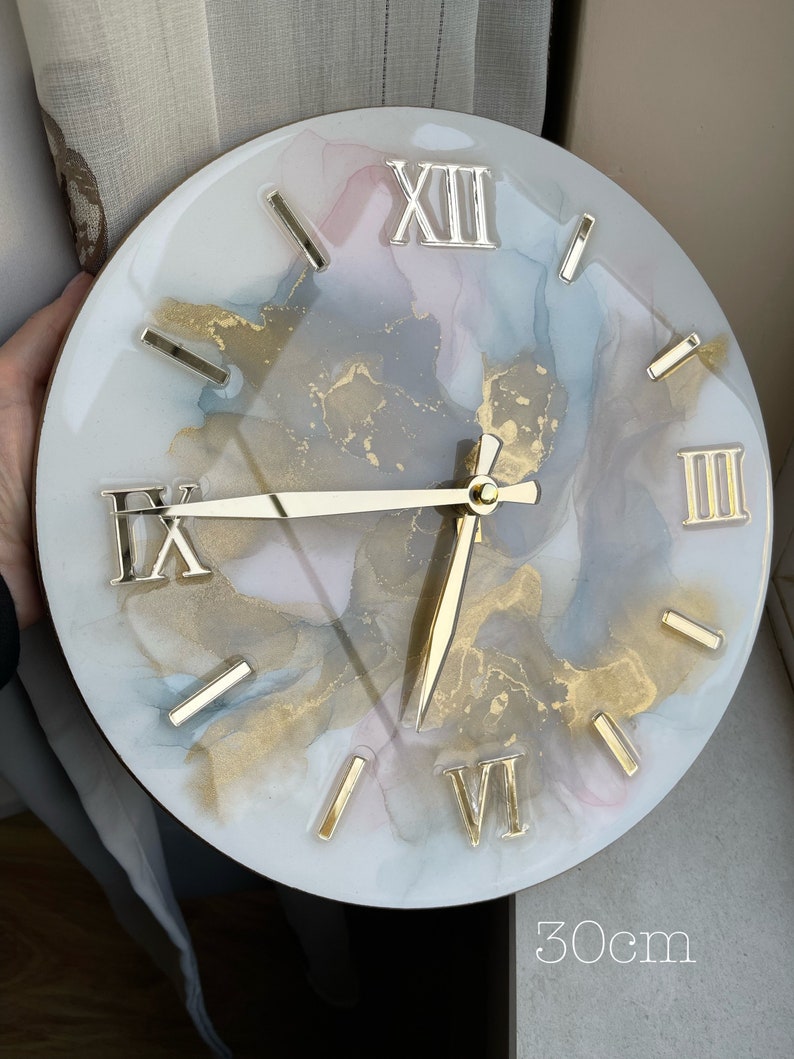 Resin Art Clock Home Decor Modern Wall Art Handmade Dusty - Etsy