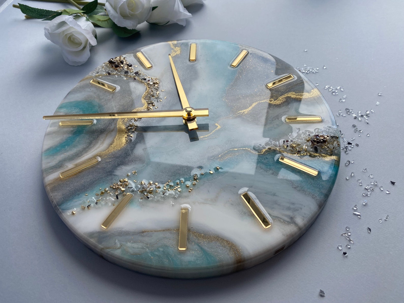 Resin art clock home decor modern wall art handmade clock Etsy