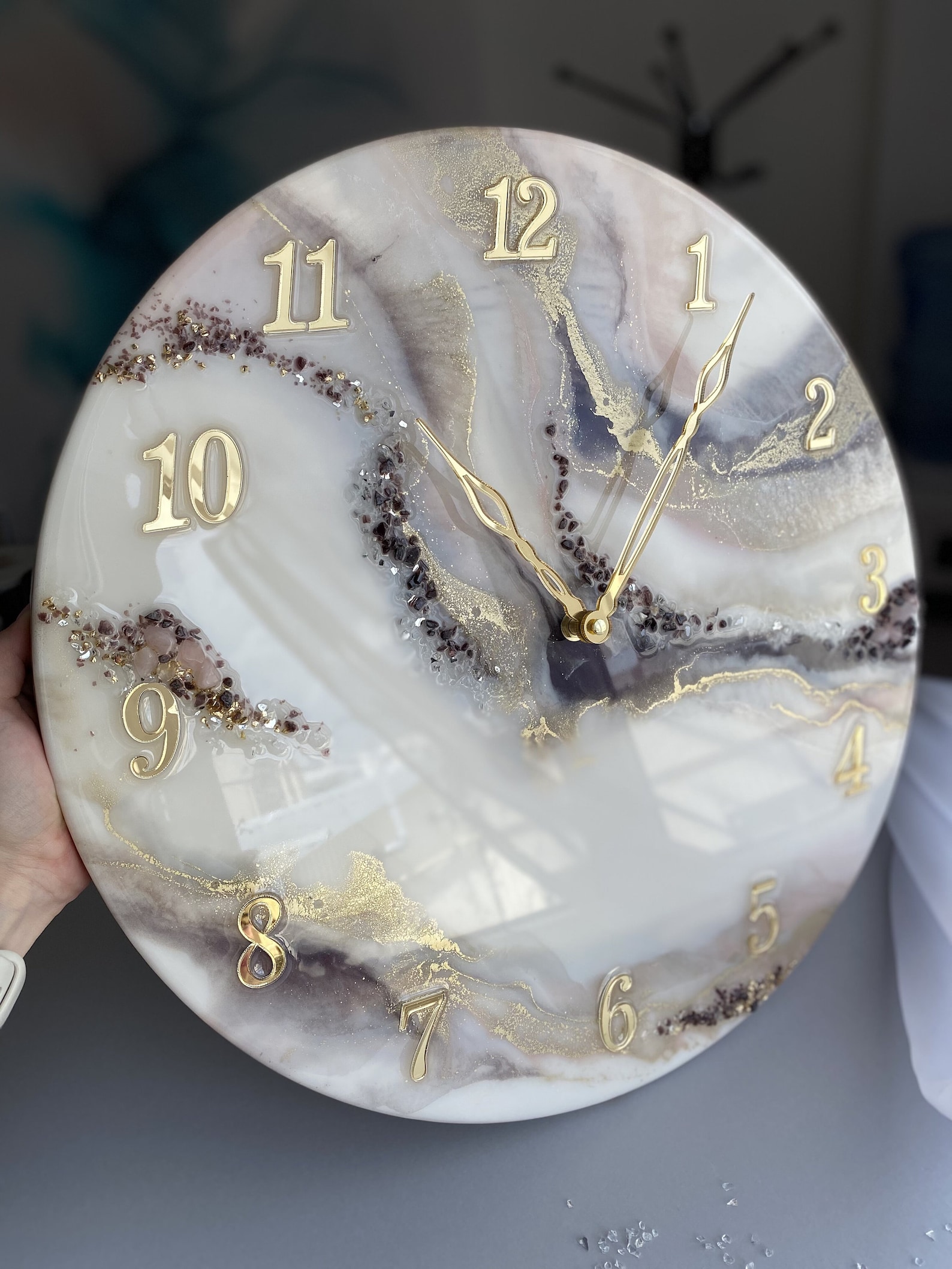 Resin art clock home decor modern wall art handmade clock Etsy
