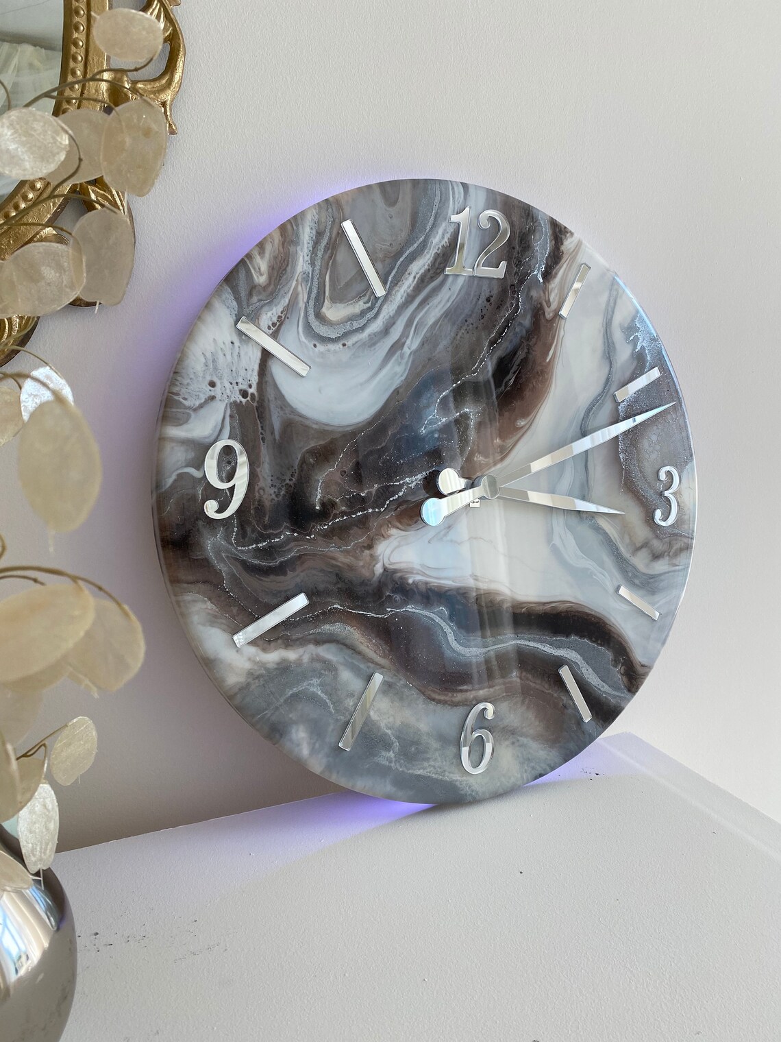 Resin art clock home decor modern wall art handmade clock Etsy