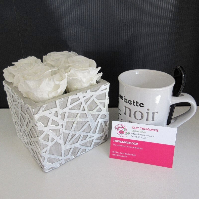 Box de Roses Éternelles Blanches - Conservées 100% Naturelle- Idéal Pour Décoration La Maison, Cadea