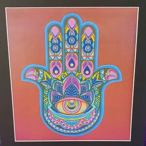Hamsa &quot;Hand of Fatima (Blue)&quot; symbol of protection, warding off negative energies. Art print to bring peace and a connection to the divine.