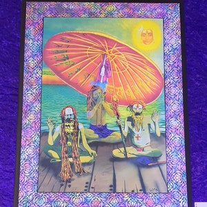Bhanged up in Benares, Giant Size psychedelic fluorescent poster by Robbie
