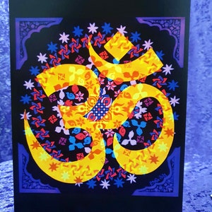Carte de voeux beaux-arts, vive et vierge - « Golden Om »