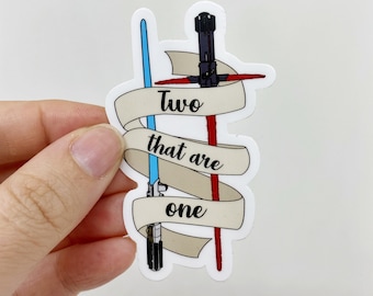 Reylo Dyad Sticker Two That Are One Star Wars Kylo Ren Ben Solo and Rey Lightsabers Sticker