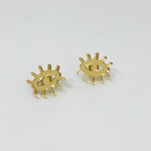 Gold Mirror Evil Eye Earrings Stainless Steel Stud Earrings Hypoallergenic Earrings