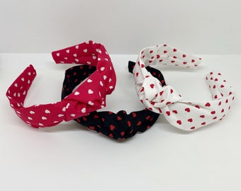 Hearts Topknot Headband Center Knot Hair Accessories for Adults and Children