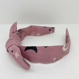 Mauve Stars and Moons Bow Headband Halloween Headband for Adults and Children Spooky Hair Accessories