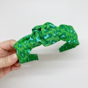 Green and Turquoise Leopard Print Knot Headband Summer Turban Headband for Adults and Children