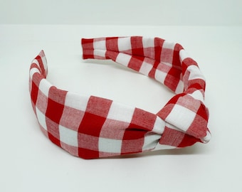 Picknick Rot Gingham Knoten Stirnband Top Knot Haar Accessoire