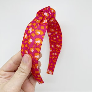Hibiscus Pink Leopard Print Knot Headband for Adults and Children Summer Collection