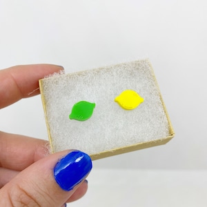 Lemon Lime Earrings Hypoallergenic Jewelry Stainless Steel Stud Earrings Kawaii Food Jewelry Summer Earrings Kitchsy Jewelry