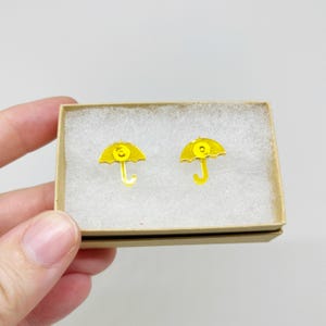 Yellow Umbrella Earrings Transparent Umbrella Hypoallergenic Jewelry Stainless Steel Stud Rainy Day Aesthetic