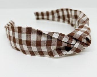 Fascia marrone Gingham Knot per adulti e bambini