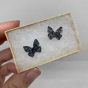 Galaxy Glitter Butterfly Earrings stainless steel jewelry stud earrings glitter butterfly