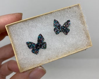 Galaxy Glitter Butterfly Earrings stainless steel jewelry stud earrings glitter butterfly