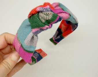 Multicolor Plaid Flanell Plaid Knoten Stirnband Herbst Haarschmuck für Erwachsene und Kinder