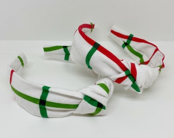 Fascia per capelli di Natale rosso e verde nodo centrale a quadri Accessori per capelli di Natale