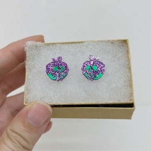 Poison Apple Earrings Purple and Green Hypoallergenic Stainless Steel Stud Earrings Disneybound Disneyworld