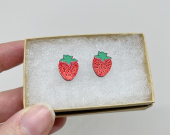 Erdbeere Ohrringe Bolzenohrring Kawaii Essen Schmuck hypoallergen Allergiefrei Obst Schmuck