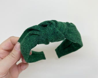 Waldgrün Fischgrät Stirnband Herbst Flanell Knoten Stirnband für Erwachsene und Kinder