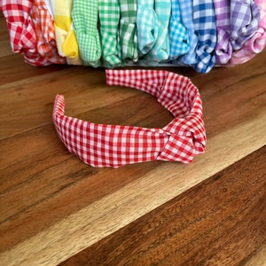 Red Mini Gingham Knot Bandeau Top Knot Hair Accessoire