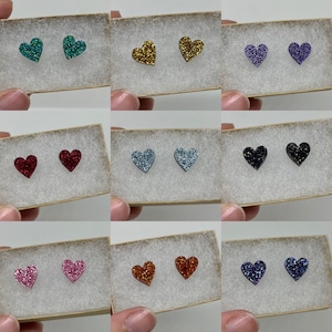 Glitter Heart Stud Earrings Stainless Steel Hypoallergenic Earrings Eras Tour Jewelry