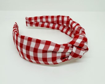 Rot Gingham Knoten Stirnband Top Knot Haar Accessoire