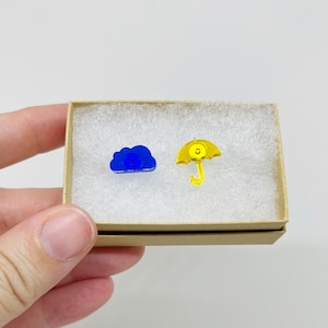 Rainy Days Transparent Earrings Umbrella and Rain Cloud Hypoallergenic Stainless Steel Stud Earrings Halloween Jewelry