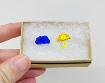 Rainy Days transparante oorbellen Paraplu en Rain Cloud Hypoallergene roestvrijstalen oorbellen Halloween-sieraden