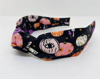 Witchy Kürbisse Knoten Stirnband Halloween Haarschmuck für Erwachsene und Kinder Spooky Style