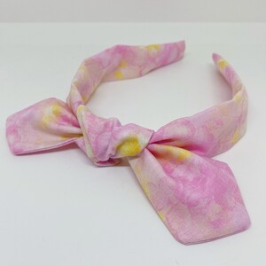 Pink Lemonade Tie Dye Bow Headband Summer Hair Accessory