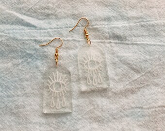 Cholla Shields - Clear Acrylic Crying Eye Earrings