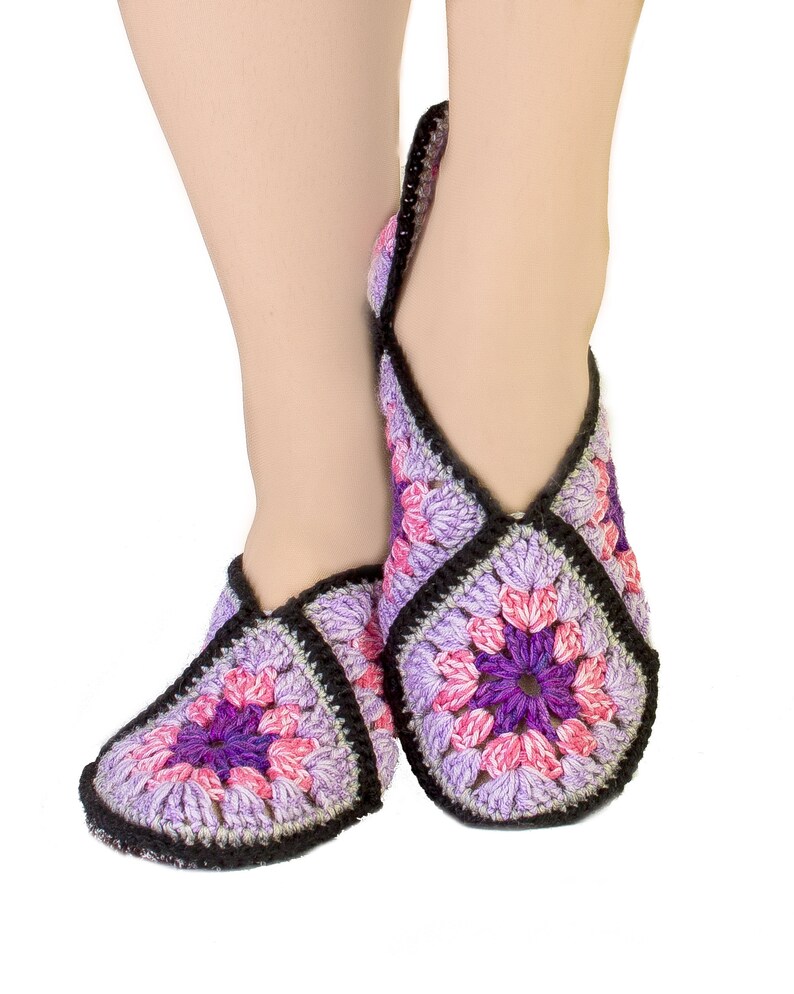 Crochet slippers PATTERN. Granny square. Adult woman house Etsy