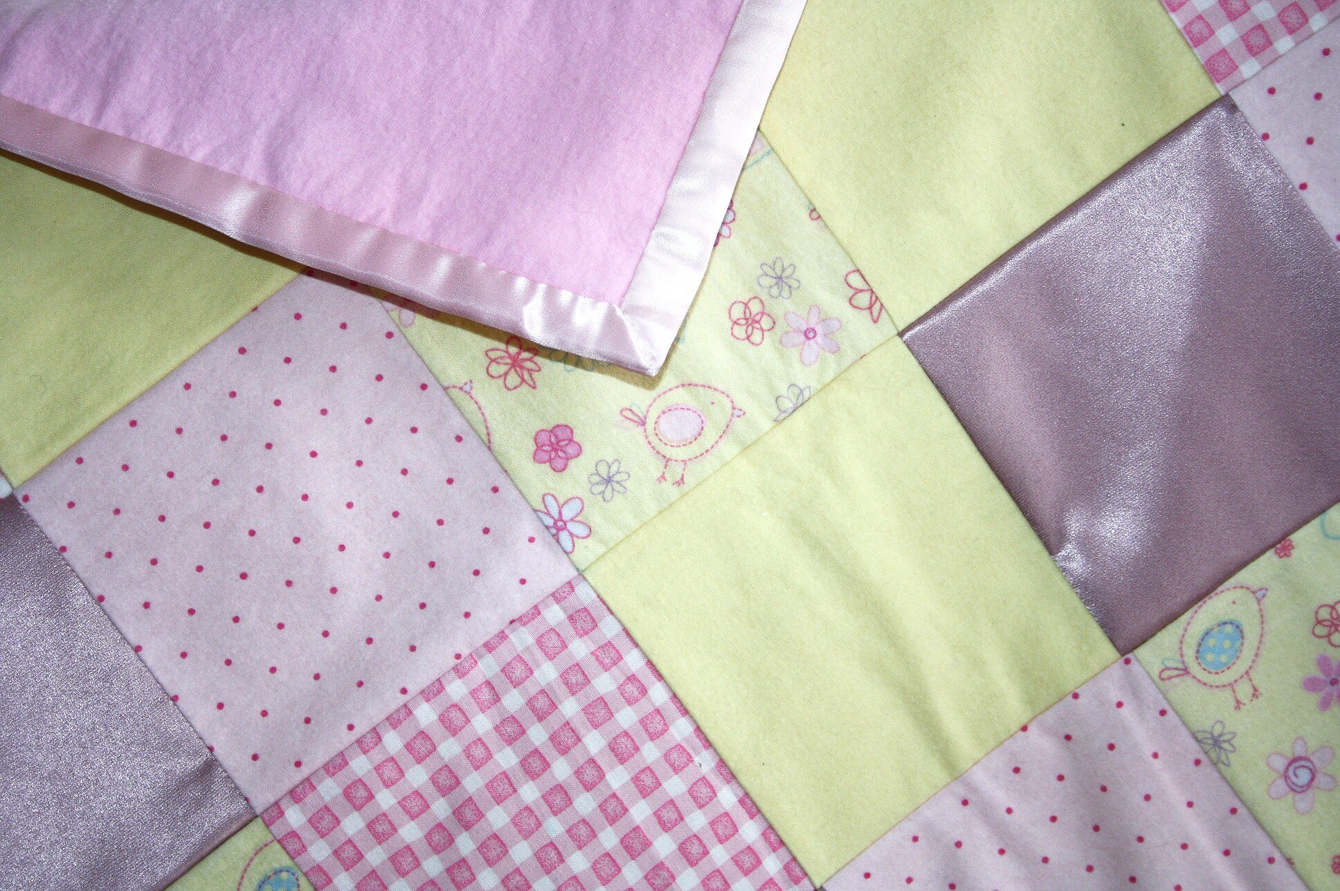BABY PATCHWORK QUILT Pink & Yellow Handmade Blanket Etsy UK