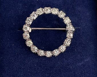 Vintage Brooch Pin Rhinestone Circle Brooch Art Deco Style