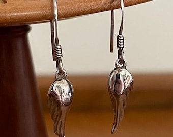 Vintage Earrings 1990s Angel Wings Sterling Silver 925