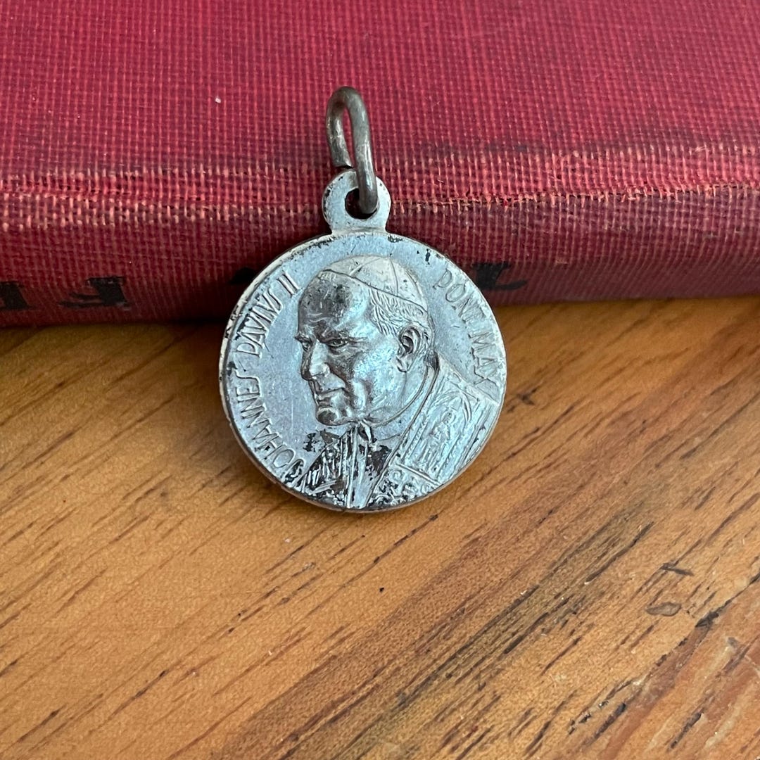 Vintage Pope John Paul II Silver Tone Pendant Catholic Religious ...