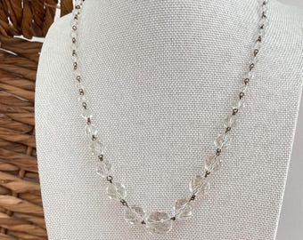Vintage Art Deco 1930s Faceted Czechoslovakian Glass Necklace, Faceted Glass Beads Spring Clasp, Bohemian Glass 1920s