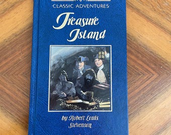 Vintage Treasure Island Book, Robert L Stevenson, Faux Leather Hardback